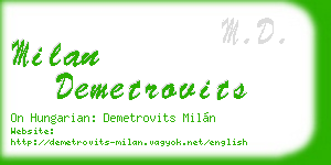 milan demetrovits business card